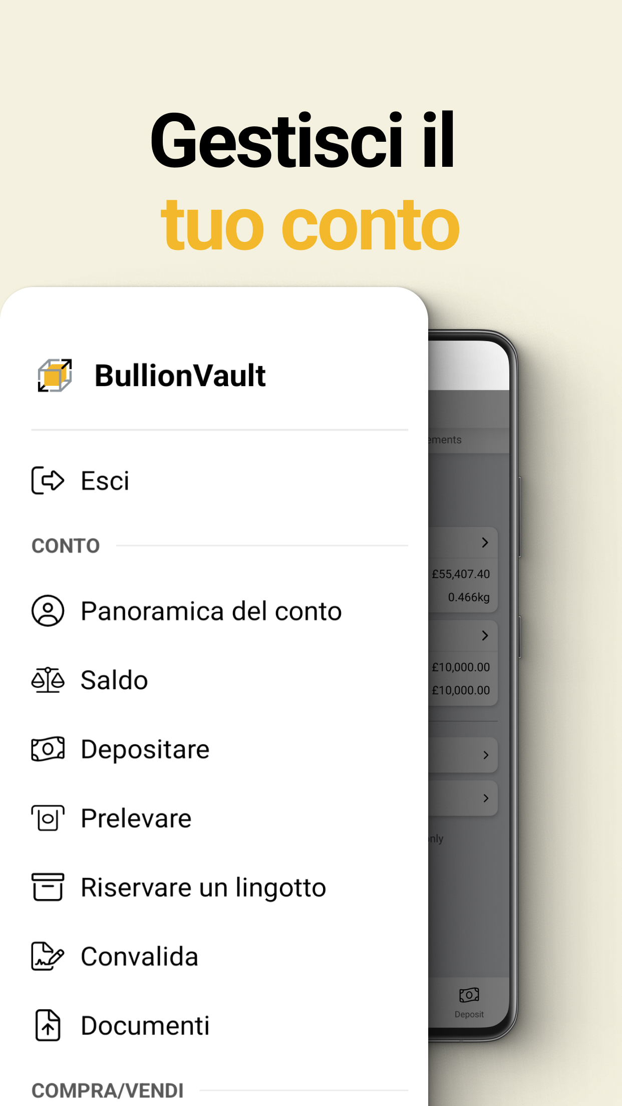 Gestisca il suo conto con le app di BullionVault.