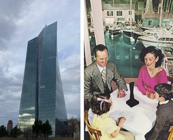 L'edificio della BCE e il suo modello (?) da Presence dei Led Zeppelin